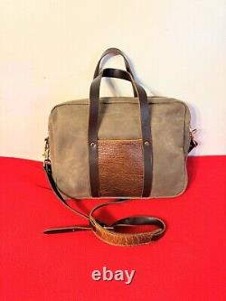 Coronado Leather Bison And Waxed Canvas Briefcase Messenger Bag USA Made