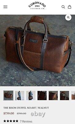 Coronado Leather Bison/Buffalo Duffel Weekender Travel Bag NEW