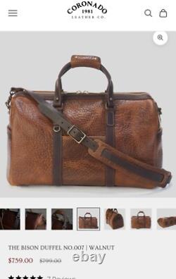 Coronado Leather Bison/Buffalo Duffel Weekender Travel Bag NEW