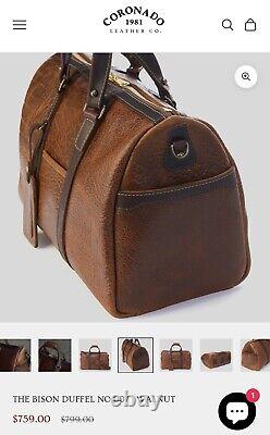 Coronado Leather Bison/Buffalo Duffel Weekender Travel Bag NEW