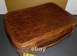 Coronado Leather Bison Collec Toiletry Dopp Bag Travel Case Brown Top Handle