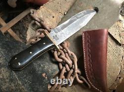 Cowboy Bowie Knife with Bison Horn Handle, made by Angry Bear Forge, USA