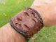 Cuff Ketoh Bracelet genuine Alligator horn and Bison leather 6.75 wrist size