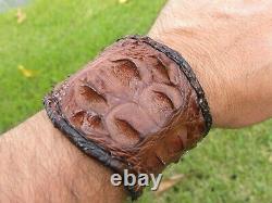 Cuff Ketoh Bracelet genuine Alligator horn and Bison leather 6.75 wrist size