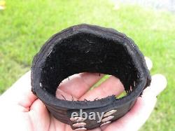 Cuff Ketoh Bracelet genuine Alligator horn and Bison leather 6.75 wrist size