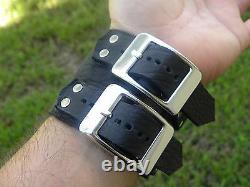 Cuff Ketoh bracelet sterling silver genuine Buffalo Bison leather adjustable