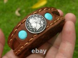 Cuff bracelet customize size Buffalo Bison leather authentic Liberty V coin