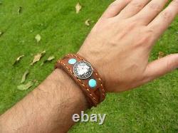 Cuff bracelet customize size Buffalo Bison leather authentic Liberty V coin