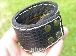 Cuff bracelet genuine Alligator Bison leather secret wrist wallet pocket purse