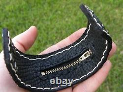 Cuff bracelet genuine Alligator Bison leather secret wrist wallet pocket purse