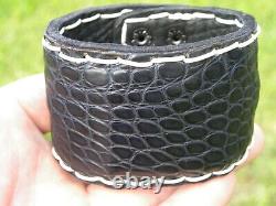 Cuff bracelet genuine Alligator Bison leather secret wrist wallet pocket purse