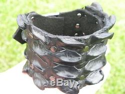 Cuff bracelet genuine Alligator Crocodile skin horn Bison leather adjustable