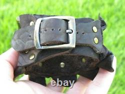 Cuff bracelet genuine Alligator Crocodile skin horn Bison leather adjustable