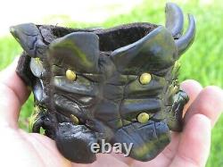 Cuff bracelet genuine Alligator Crocodile skin horn Bison leather adjustable