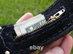 Cuff bracelet genuine Bison leather wristband secret pocket wrist wallet purse