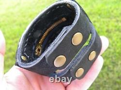 Cuff bracelet genuine Bison leather wristband secret pocket wrist wallet purse