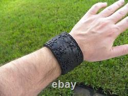 Cuff bracelet genuine Bison leather wristband secret pocket wrist wallet purse