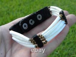 Cuff bracelet good luck dentalium shells Bison leather bone cool Shaman style