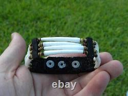 Cuff bracelet good luck dentalium shells Bison leather bone cool Shaman style