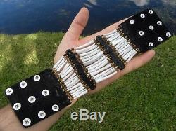 Cuff dentalium bracelet ketoh good luck shell bone Bison leather Shaman styl