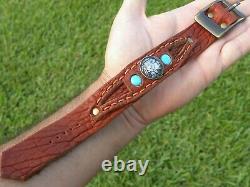 Cuff genuine Bison leather bracelet 1937 Buffalo Indian Nickel coin turquoise