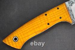 Custom Bison Knife Designed by Allen Surls. 165 A2 Blade, Full Yellow Ash Wood