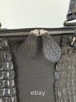 Custom-Made Genuine Bison and Crocodile Large Black Duffle Bag