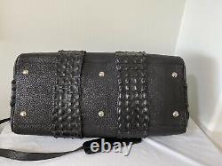 Custom-Made Genuine Bison and Crocodile Large Black Duffle Bag