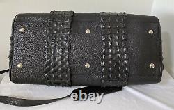 Custom-Made Genuine Bison and Crocodile Large Black Duffle Bag