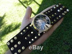 Customize Bison leather cuff designer bracelet Men`s Biker Watch Steam punk