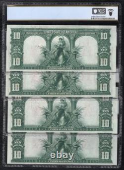 Cut Sheet Of (4) 1901 $10 Bison Legal Tender Usn's Pcgs Banknote Choice Unc-64