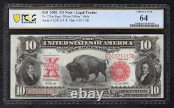 Cut Sheet Of (4) 1901 $10 Bison Legal Tender Usn's Pcgs Banknote Choice Unc-64