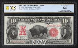 Cut Sheet Of (4) 1901 $10 Bison Legal Tender Usn's Pcgs Banknote Choice Unc-64