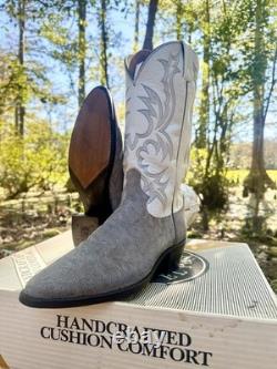 DAN POST Bison Shoulder Western Boots Suede Grey US 8.5 D USA Rare New