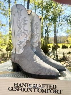 DAN POST Bison Shoulder Western Boots Suede Grey US 8.5 D USA Rare New