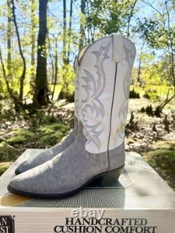 DAN POST Bison Shoulder Western Boots Suede Grey US 8.5 D USA Rare New