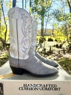 DAN POST Bison Shoulder Western Boots Suede Grey US 8.5 D USA Rare New