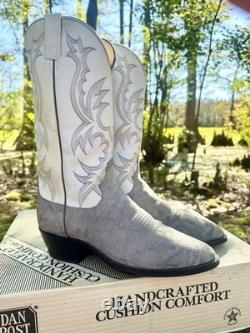 DAN POST Bison Shoulder Western Boots Suede Grey US 8.5 D USA Rare New