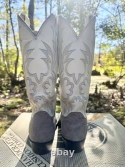 DAN POST Bison Shoulder Western Boots Suede Grey US 8.5 D USA Rare New