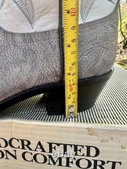 DAN POST Bison Shoulder Western Boots Suede Grey US 8.5 D USA Rare New