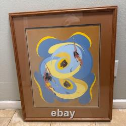 DON SCHULLHOUSE 1981 Serigraph Print Native American Bison Art Southwestern