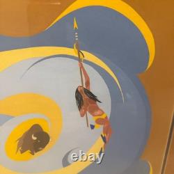 DON SCHULLHOUSE 1981 Serigraph Print Native American Bison Art Southwestern