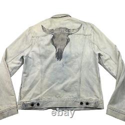 Denim & Supply RL Men's Painted Bison Jean Jacket Distressed Bleached. Large