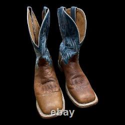 Distressed Tony Lama 7955 Pecan Bison Square Toe Country Boots, USA Mens 11 D