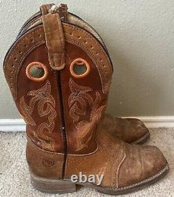 Double H Boots Peanut Bison Leather Mickey Square Toe Western Men's Size 10.5
