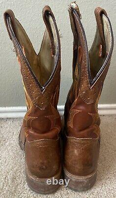 Double H Boots Peanut Bison Leather Mickey Square Toe Western Men's Size 10.5
