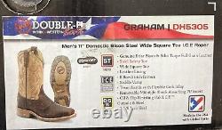 Double H Cowboy Work Boots Bison Leather Square Steel Toe DH5305 Mens 11 D New