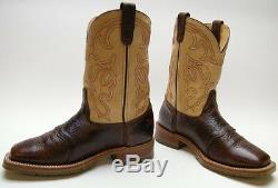 Double-H DH4305 Domestic Bison Square Toe ICE Roper BRN COWBOY BOOTS 10.51/2 EE