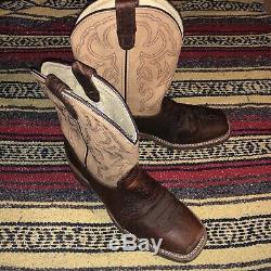 Double H Ice Roper Brown Bison Leather Square Toe Cowboy Boots Dh4305 Men's 11.5