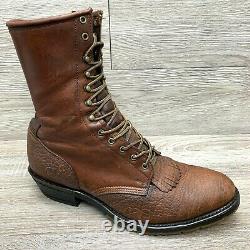 Double H Men's Lacer Packer Kiltie Boots Bison Leather Brown AeroGlide Size 12 D